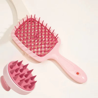 1-4Pcs/Set Pink Silicone Scalp Massage Comb Detangling Hair Brush Hairdressing Hair Dye Applicator Bottle Salon Styling Tools